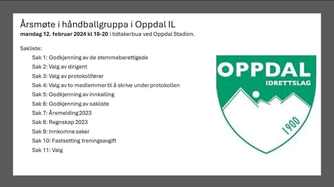 Årsmøte i tidtakerbua for Oppdal håndball IL